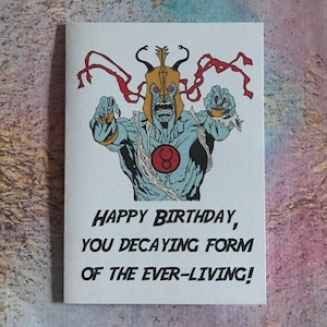 Tarjeta de felicitación de 5 x 7 pulgadas de Mumm Ra Thundercats, programa de televisión infantil animado de los años 80 para cumpleaños, Día del Padre y Día de la Madre.