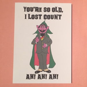 The Count Vampire - Funny Geeky Sesamstraat kinderprogramma referentie verjaardag, Valentijnsdag, jubileum 5 x 7 inch wenskaart