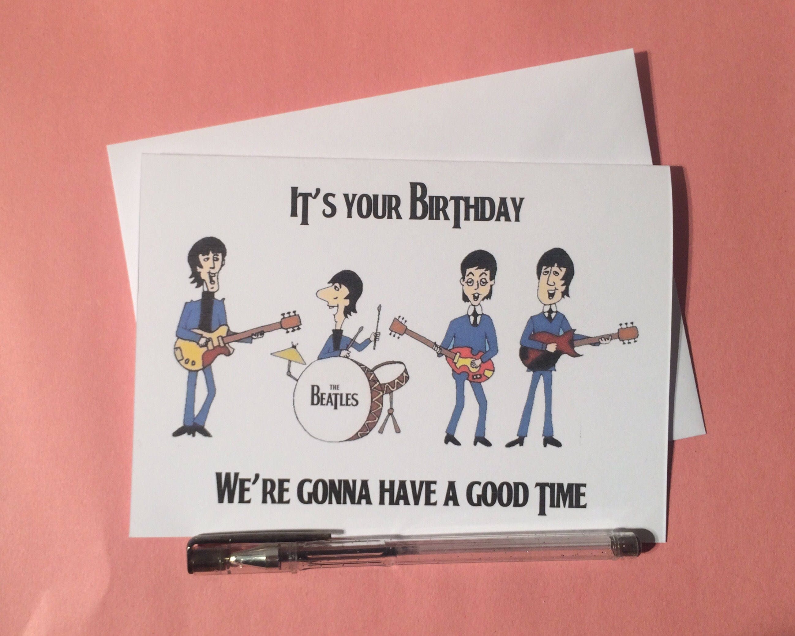 The Beatles Song Lyrics Greetings Card Birthday - Etsy UK