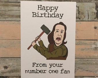 Stephen King Misery Number One Fan Kathy Bates Horror Film Birthday, Father's Day, Mother's Day, Valentine's, Anniversary 5x7 inch card