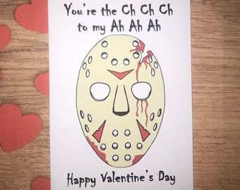 Friday 13th Jason Voorhees Face Mask Slasher Horror Film - Birthday, Anniversary or Valentine's 5x7 inch card