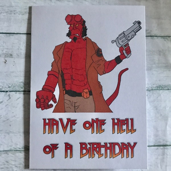 Hellboy, Ron Perlman, David Harbour 5x7 birthday greetings card