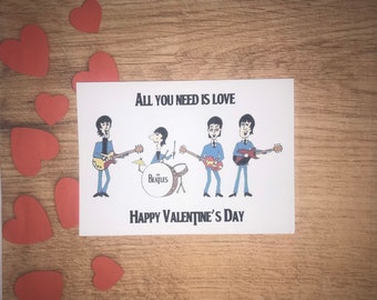 The Beatles - song lyrics Greetings Card - Birthday, Anniversary or Valentine's 5x7 inch greetings card