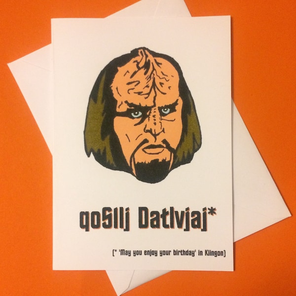 Worf Klingon qamuSHa Star Trek Funny Geeky Father's Day, Mother's Day, Valentine's or Anniversary 5x7 inch Greetings Card