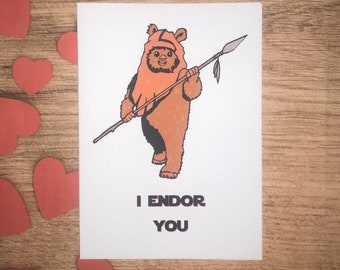 Star Wars Ewok Endor Funny Birthday, Anniversary or Valentine's 5x7 inch greetings card