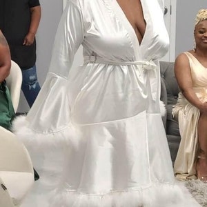 Mid Length Satin Bridal Robe