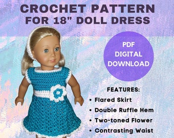 Doll Crochet Pattern for American Girl Dress - Digital Pattern Download