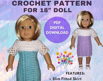 Crochet Pattern - Party Dress for American Girl Doll - 18 inch Doll - Dressy Dress