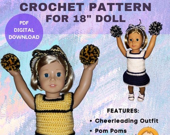 Cheerleading Crochet Pattern - Tennis Dress - American Girl 18" Doll