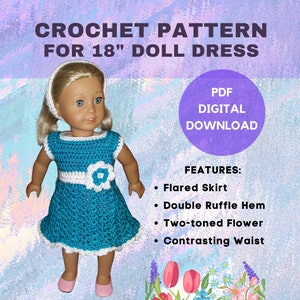 Doll Crochet Pattern for American Girl Dress - Digital Pattern Download