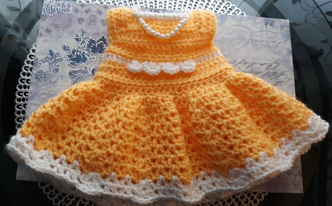 Yellow Doll Dress Crochet 18 Inch Tea Party Birthday Party Full Skirt Etsy