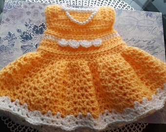 Yellow Doll Dress - Crochet - 18 inch - Tea Party - Birthday Party - Full Skirt
