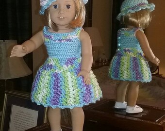 Blue Doll Dress - Crochet - 18 inch - American Girl - Newberry - Our Generation - Journey