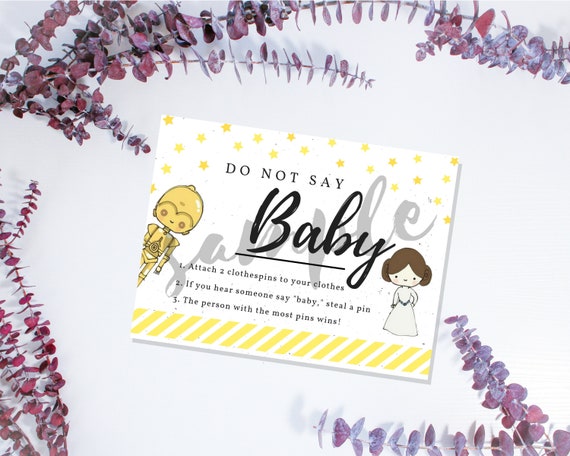 Baby Shower Game Don't Say Baby Clothes Pins Welcome Baby Pink Yellow Star  Wars Princess Leia Cartoon Star Wars Stars 