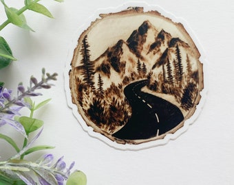 High Quality Vinyl Sticker - Mountain Forest Landscape Art - Laptop Decal Nature Aesthetic Sticker Stocking Stuffer