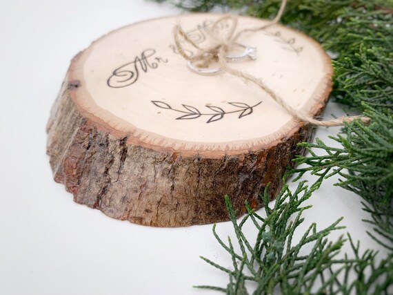Rustic Tree Trunk Wedding Ring Holder Ring Pillow Alternative Ring