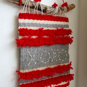 Modern Weaving, XOXO Art, Red and White Weaving, XOXO Woven Art, XOXO Wall Decor, Wall Art, Cute Woven Art, Modern Decor, Red and White, Mod image 2