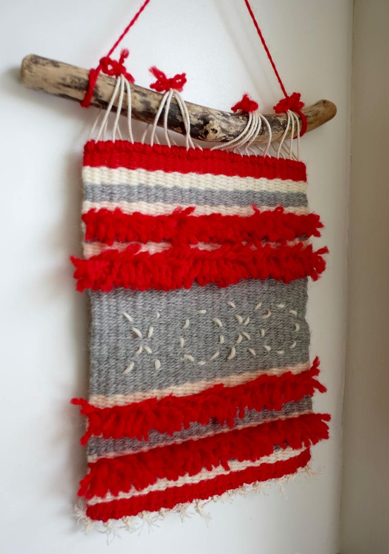 Modern Weaving, XOXO Art, Red and White Weaving, XOXO Woven Art, XOXO Wall Decor, Wall Art, Cute Woven Art, Modern Decor, Red and White, Mod image 2