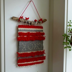 Modern Weaving, XOXO Art, Red and White Weaving, XOXO Woven Art, XOXO Wall Decor, Wall Art, Cute Woven Art, Modern Decor, Red and White, Mod image 1