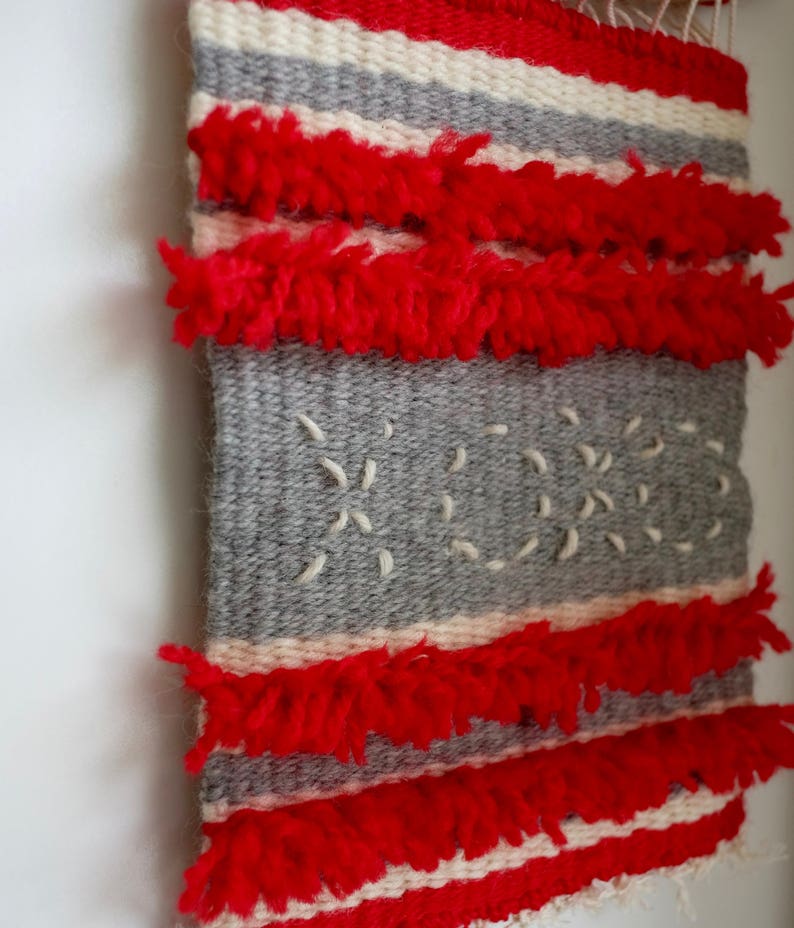 Modern Weaving, XOXO Art, Red and White Weaving, XOXO Woven Art, XOXO Wall Decor, Wall Art, Cute Woven Art, Modern Decor, Red and White, Mod image 3