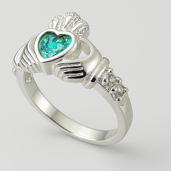 Sterling Silver Cremation Ashes Claddagh Ring – Memorial Keepsake Jewelry