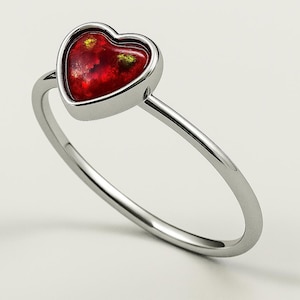 Einäscherung Asche Herz Ring - Sterling Silber Erinnerung Andenken