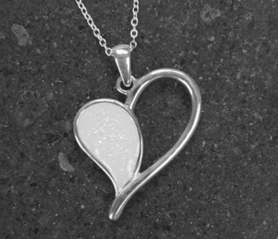 Breast Milk Ashes Inclusions Heart Pendant in Sterling Silver Cremation Ashes Breast Milk