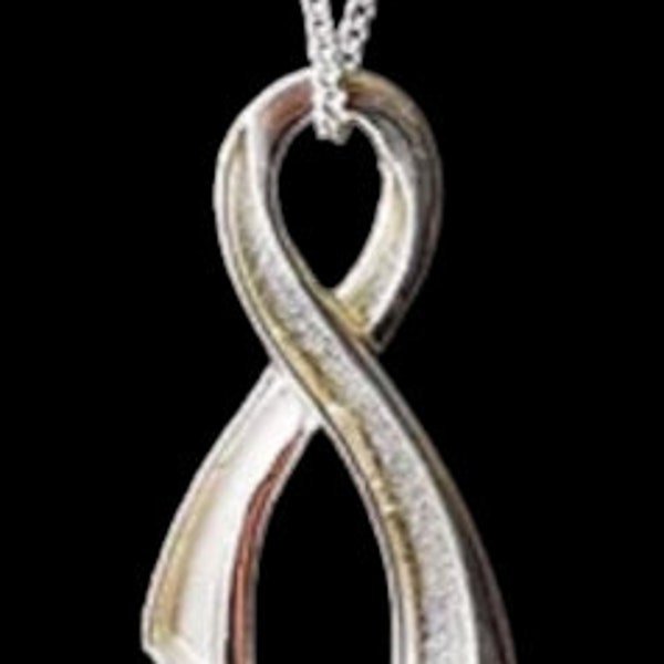 Cremation Ashes Sterling Silver Awareness Ribbon Pendant  - Memorial Pendant - Cremation Ashes Jewellery