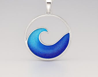 Sterling Silver Cremation Ashes Wave Pendant – Memorial Keepsake Jewelry