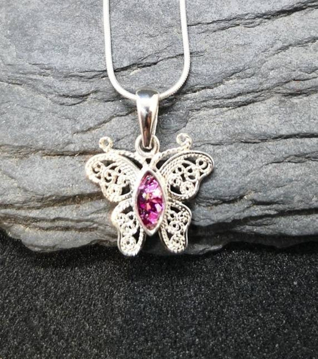 Breast Milk Ashes Inclusions Filigree Butterfly Pendant in Etsy