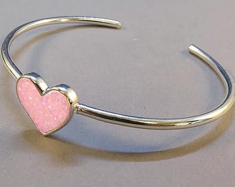 Brazalete de plata de ley con forma de corazón para cenizas de cremación – Recuerdo conmemorativo