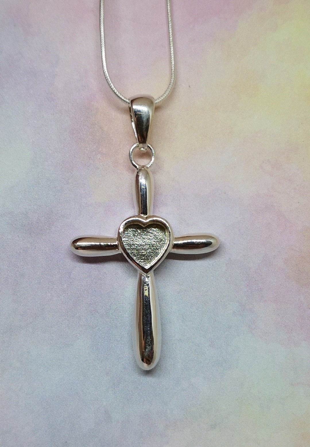 Breast Milk Ashes Inclusions Cross With Heart Pendant in Etsy