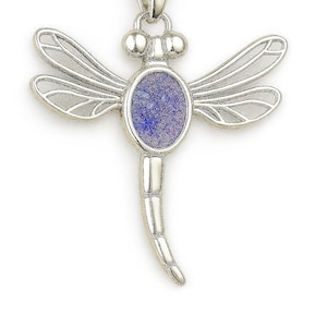 Breastmilk & Hair Keepsake Pendant – Sterling Silver Dragonfly Inclusion Necklace - Handmade Mum Gift - Motherhood Jewellery UK - Free Chain