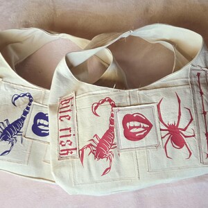CRITTER BAG - Hand Made Patchwork Canvas Tote/Hobo Bag (with pockets)