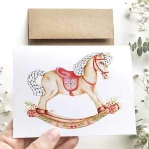 Carte de souhait bonhomme pains d'épices, carte de voeux biscuit de noël et tricot, canne de bonbon des fêtes, aquarelle, Katrinn Pelletier
