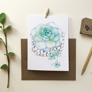 Macrame succulent plant greeting card / Watercolor plant greeting card / No message / Boho illustration / Katrinn Pelletier