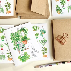 Carte de souhait femme passionnée de plantes d'intérieur, carte de voeux botanique, illustration aquarelle, anniversaire, Katrinn Pelletier Bild 3