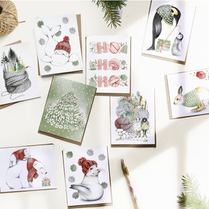 Carte de souhait Ho Ho Ho, carte de Noël, tricot balles de laine, joyeux Noël, joyeuses fêtes, cadeaux de Noël, Katrinn Pelletier image 3