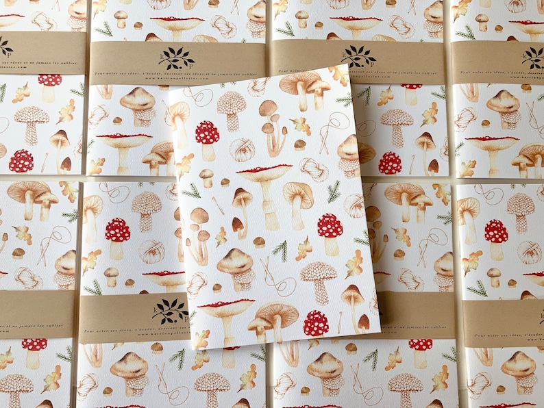 Knitted mushroom notebook, autumnal notebook, illustrated stationery, office item, made in Canada, Katrinn Pelletier image 2
