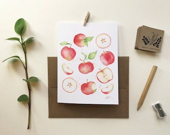 Fruity apple motif greeting card | fruit greeting card | birthday celebrations | culinary gift | Watercolor drawing | Katrinn pelletier
