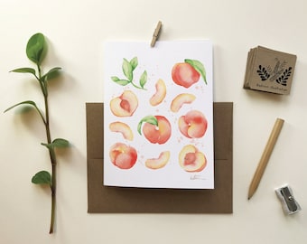 Fruity peaches greeting card | fruit greeting card | birthday celebrations | culinary gift | watercolor drawing | Katrinn pelletier