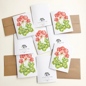 Carte de souhait fleur Géranium, carte de voeux florale, art aquarelle, pastel, carte toutes occasions, papeterie, Katrinn Pelletier immagine 3