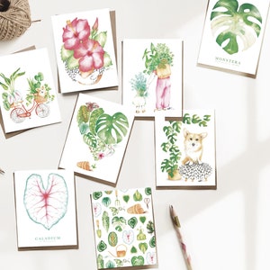 Carte de souhait fraises sauvages hibiscus , carte de voeux petits fruits et fleurs , illustration motif floral, art, Katrinn Pelletier image 3