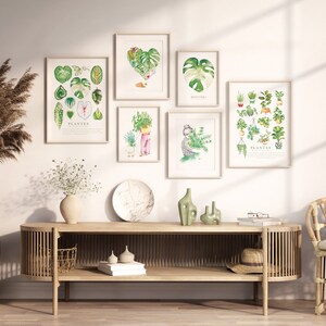 Houseplant heart poster, botanical leaf illustration, watercolor art, gift drawing, wall decoration, Katrinn Pelletier image 8