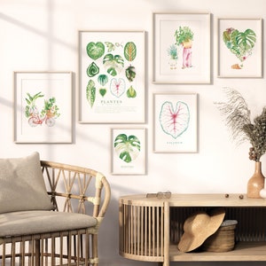 Houseplant heart poster, botanical leaf illustration, watercolor art, gift drawing, wall decoration, Katrinn Pelletier image 9