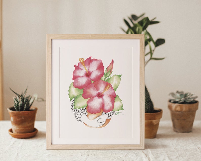 Botanical poster leaves houseplants, illustration gifts for plant lovers, watercolor art, wall decoration, Katrinn Pelletier image 3