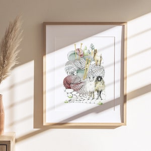 Wool and animal mountain poster, goat alpaca sheep illustration, comforting drawing wall art, nature lover, Katrinn Pelletier image 5