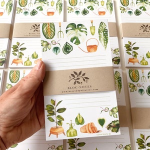Illustrated indoor plants notepad, recycled paper stationery, plants lover, watercolor, planner, to do list, Katrinn Pelletier