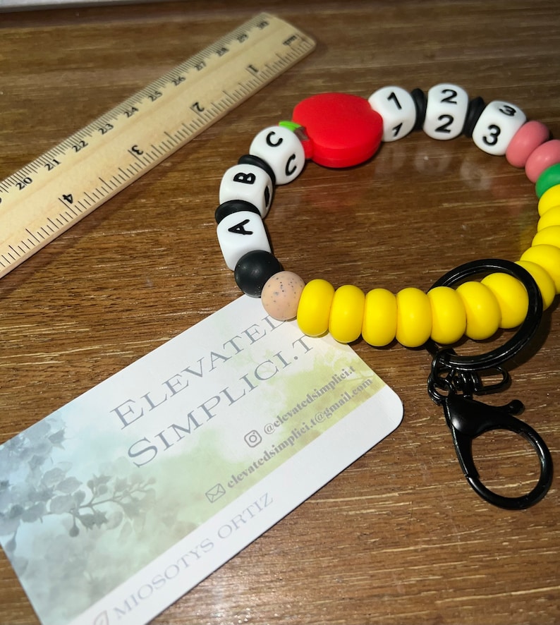 Practicle Keychains Beaded Wristlet Keychain, Silicone, Primary Colors, Key Chain, Key ...