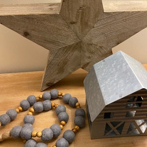Granja gris y decoración del hogar estilo boho guirnalda de cuentas de fieltro/lana, guirnaldas, decoración boho, decorativa, país francés